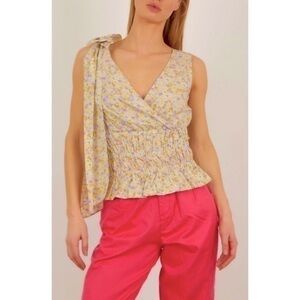 Baum Und Pferdgarten Liberty Floral Smocked Peplum Tank Top